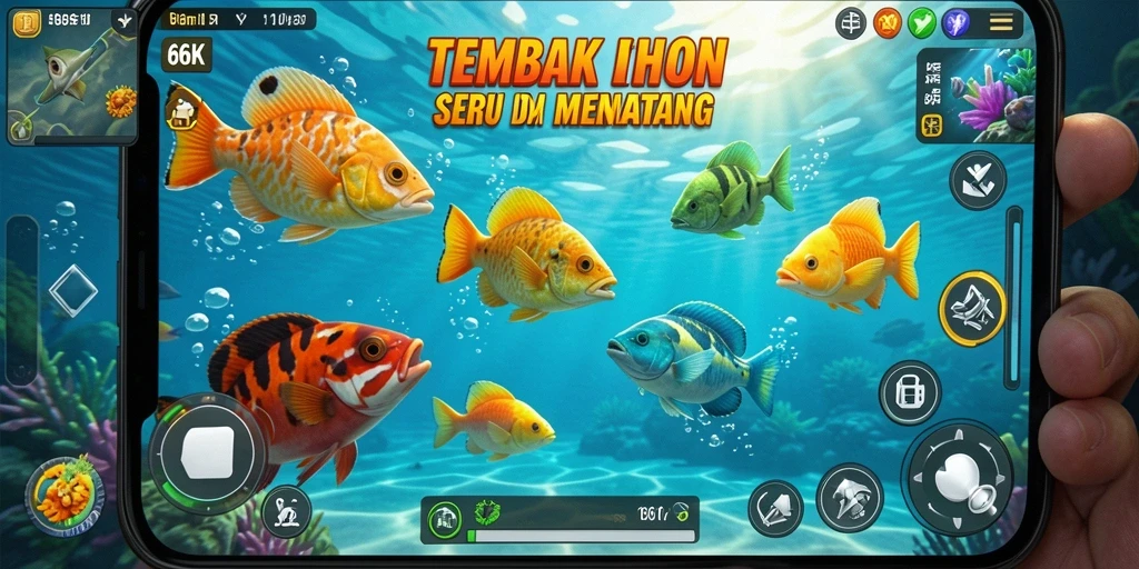 Screenshot gameplay 66K menampilkan aksi tembak ikan yang mendebarkan.