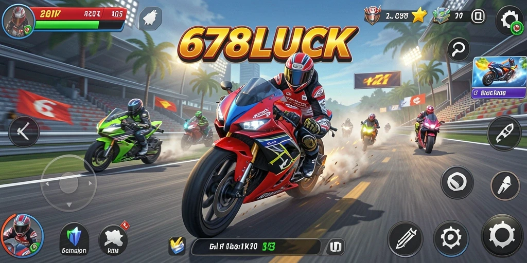 Tampilan gameplay intens dari balapan motor dalam 678LUCK.