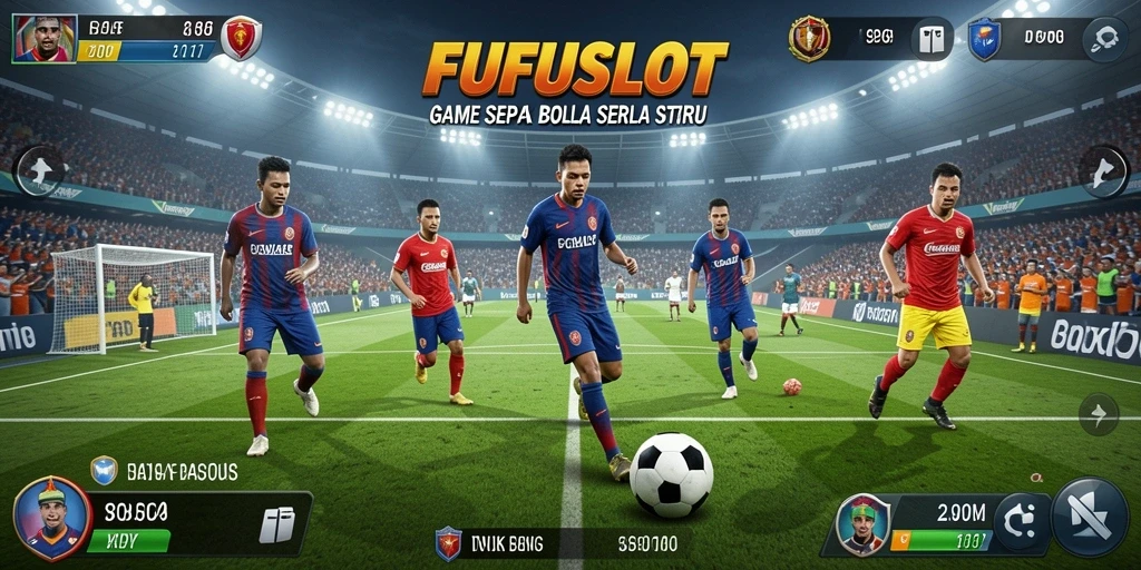 Tampilan seru gameplay FUFUSLOT dengan aksi sepak bola intens.