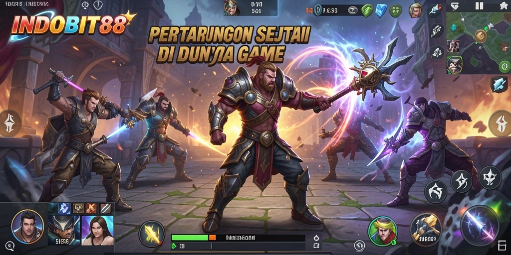 Screenshot gameplay INDOBIT88 menampilkan aksi pertarungan yang intens dan mendebarkan.