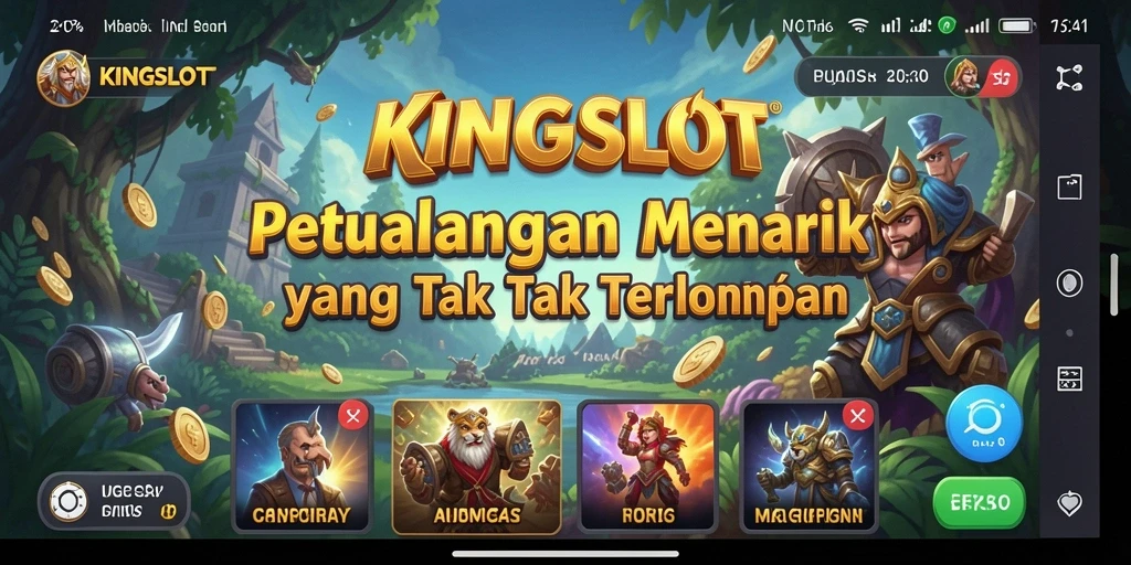 Tampilan gameplay KINGSLOT yang penuh petualangan mendebarkan.