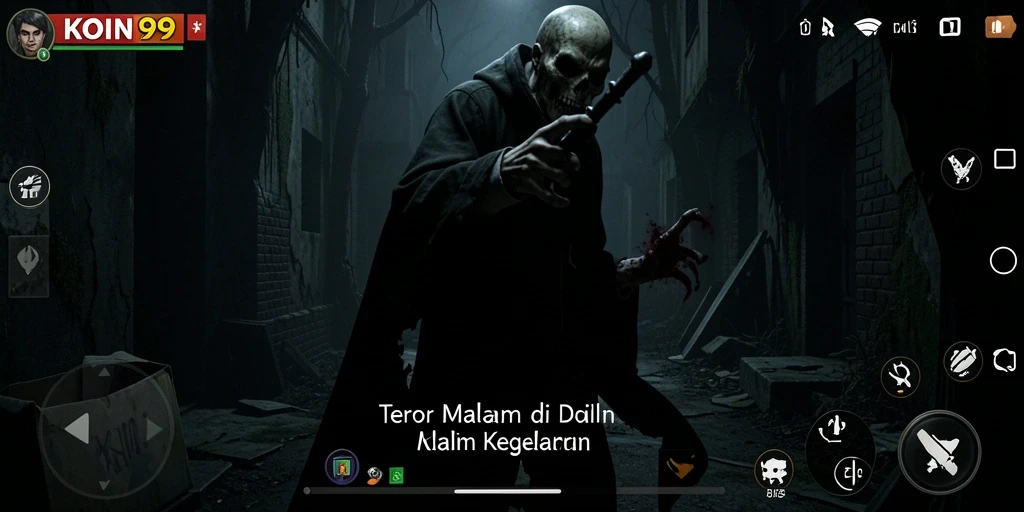Tampilan gameplay menyeramkan dalam KOIN99, penuh dengan suasana mencekam.
