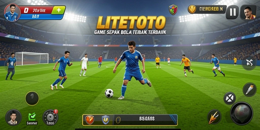 Gameplay seru LITETOTO dengan aksi sepak bola mendebarkan.