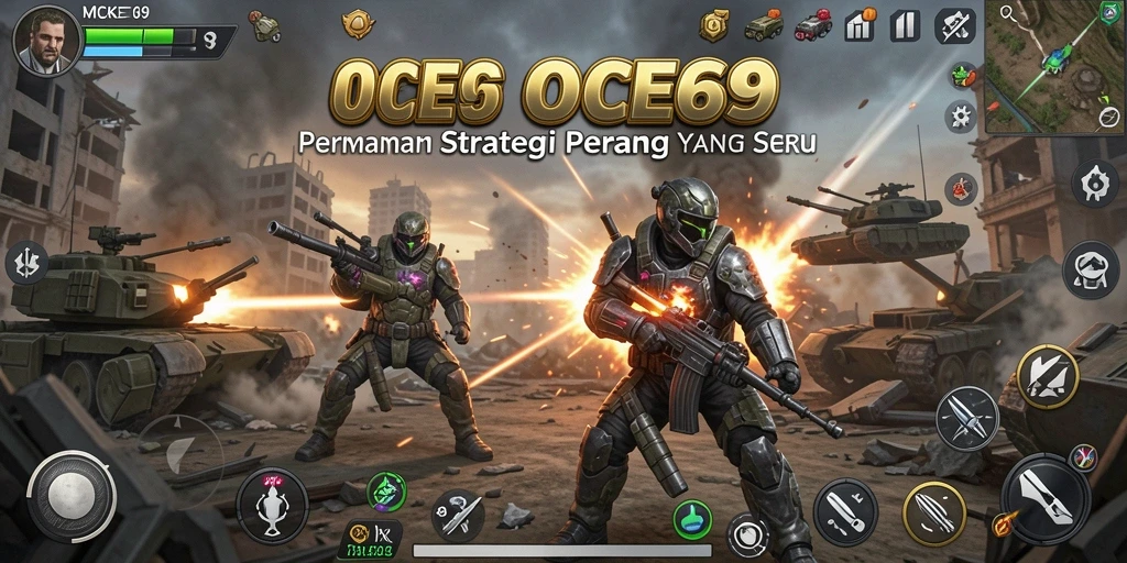 Screenshot OCE69 menampilkan aksi pertempuran epik dalam gameplay SLG.