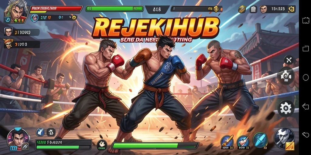 Gameplay pertarungan seru dan intens di REJEKIHUB.