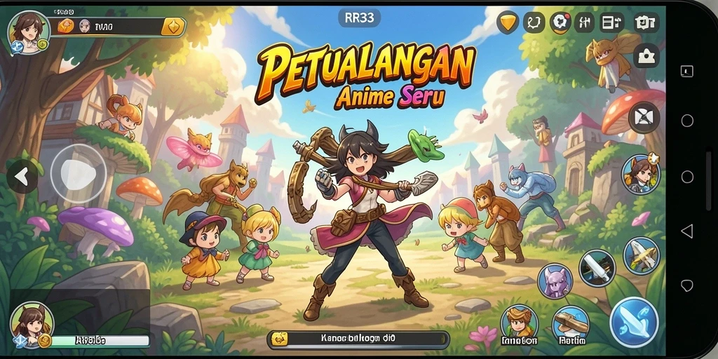 Gameplay seru RR33 dengan karakter Anime penuh warna.