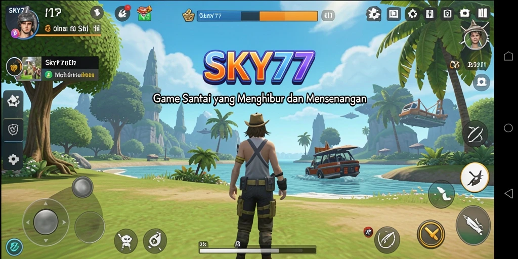 Tampilan gameplay <strong>SKY77</strong> yang ceria dan menghibur.