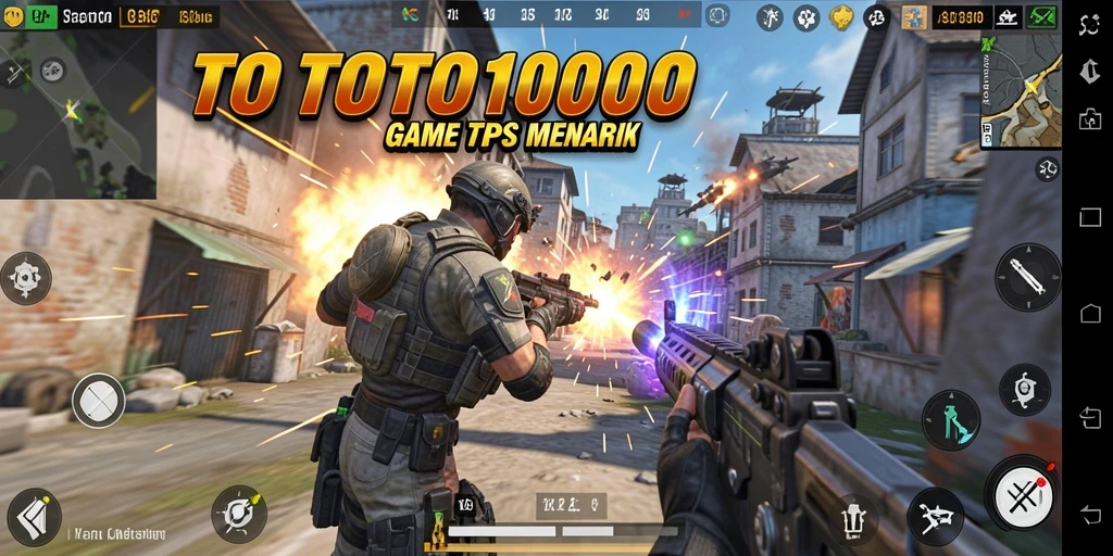 Screenshot gameplay TOTO1000 menampilkan aksi seru dalam pertempuran TPS.